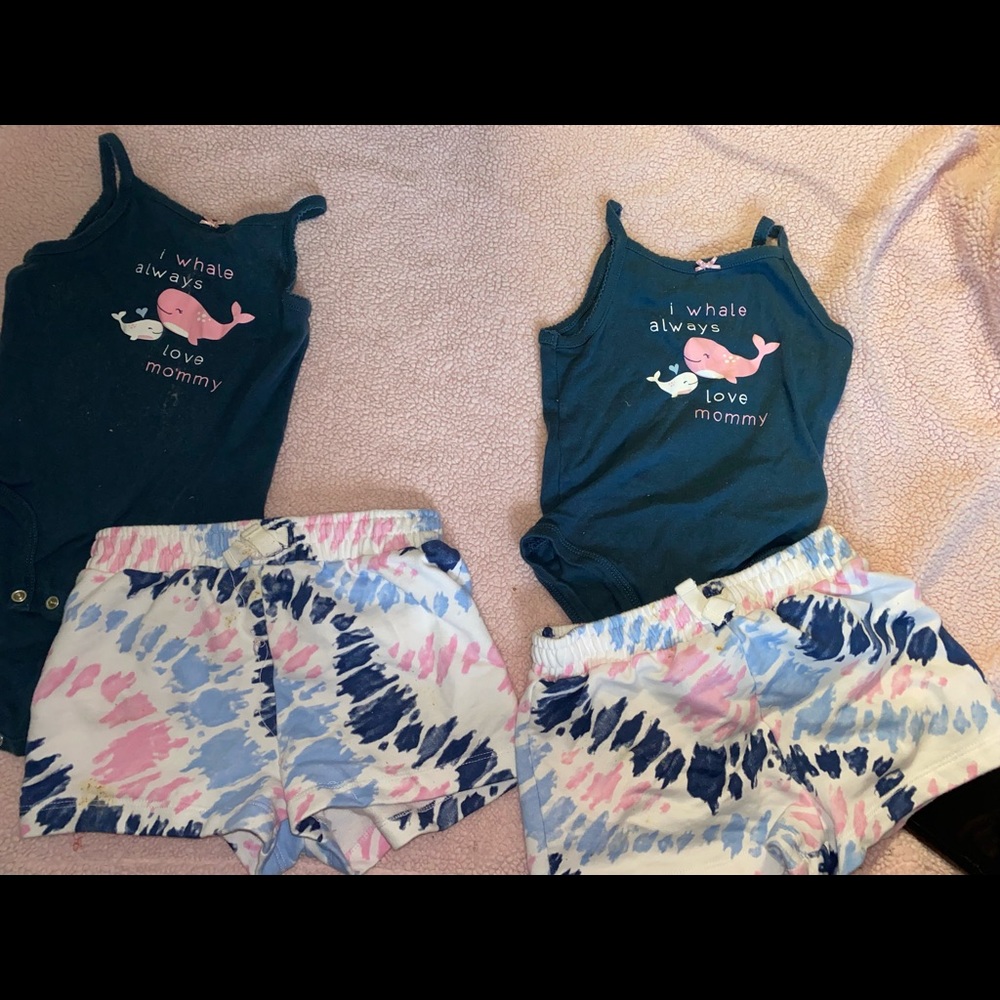 CUSTOM SHORT & TANK SET TANK FROM CARTERS & SHORT -LUCKY BRAND . SIZE 18 TANK .